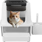 RIZZARI Stainless Steel Cat Litter Box, Odorless Enclosed Litter Box with Top Holes, Large Litter Pan for Small to Large Sized Cats (Black, 23.8" L*15.9" W*16.1" H)