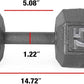 WF Athletic Supply Cast Iron Solid Hexagon Gray/Black Dumbbells, Strength Training Free Weights Set of 2 for Women and Men, Hand Weights Sold by Pairs, Multi-Select Size Options Available