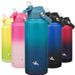Insulated Water Bottle with Straw Lid,32 oz Stainless Steel Vacuum Metal Bottle with Silicone Handle,Vast