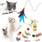 MIBOTE 28Pcs Cat Toys Kitten Toys Assorted, Cat Tunnel Catnip Fish Feather Teaser Wand Fish Fluffy Mouse Mice Balls and Bells Toys for Indoor Cat Puppy Kitty Interactive Cat Toy Set