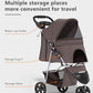 Pet Stroller with 3 Wheels for Small/Medium Pets, Portable Travel Foldable Carrier Jogger for Dog Cat Puppy Kitty, Rear Wheel Breaks, Storage Basket, Visible Mesh with Weather Cover (Coffee)