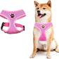 BINGPET No Pull Dog Harness Medium Sized,Breathable Mesh Puppy Cat Harnesses,Pink, M