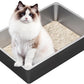 Ohtomber Stainless Steel Litter Box - Large Metal Cat Litter Box Pan High Sided, Never Absorbs Smell, Easy to Clean Non Stick Litterbox Tray Toilet Pet Supplies for Indoor Big and Small Cats, Kitten