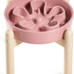 LE TAUCI Ceramic Slow Feed Dog Bowls, Elevated for Small and Medium Breed Dogs, Anti-Gulping Pet Feeding Dishes, Flower Pink, 1.5 Cups