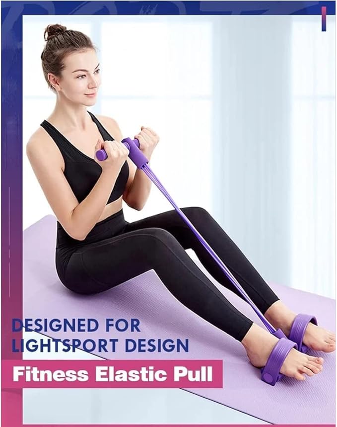 21 Fitness Resistance Bands - 4 Tube Pedal Ankle Puller, Yoga Handle Bands Exerciser Multifunction Trainer Tension Rope for Body, Abdomen, Waist, Arm, Tummy Exercise Stretching Training ( Color : Blue