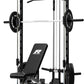 RitFit Smith Machine Power Rack with LAT-Pull Down System, Landmine, Barbell Bar, Plate Storage Pegs and More Training Attachment