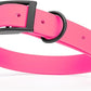 Dogline Biothane Waterproof Dog Collar Strong Coated Nylon Webbing with Black Hardware Odor- Proof for Easy Care Easy to Clean High Performance Fits Small Medium or Large Dogs, Passionfruit Pink