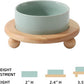 Ceramic Elevated Cat Food and Water Bowl, Kitty Bowl, Raised Cat Dish, Pet Feeder (5.1 in,1 x Light Green + Stand)