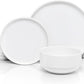 Ceramic Dinnerware Set, 12-Piece Service for 4, Soup Bowls (31.5 oz), Salad Plates (7.5"), Dinner Plates (10.5"), Round, Microwave and Dishwasher Safe, White, Cambridge Classics