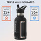 Coldest Insulated Water Bottle with Straw Lid - Stainless Steel Metal Insulated Bottle for Men & Women (Stealth Black, 12 oz)
