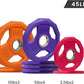 SPART Color Coded Weight Plate 2-Inch Rubber Coated Olympic Grip Plate for Barbell, Solid Cast Iron Weight Plates for Strength Training, Weightlifting, Crossfit, Home Gym, 2.5LB/5LB/10LB/25LB/35LB/45LB, Pair