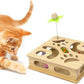 Interactive Wooden Cat Puzzle Toy Box Indoor Hunting Play Toy to Stimulate Your Cat’s Energy and Instincts (Burlywood)