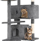 54.7 Inches Cat Tower for Indoor Cats, Multi-Level Cat Condos with Scratching Posts, Hanging Toys, Light Gray
