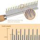 Dog Cat Grooming Comb with Wooden Handle Stainless Steel Teeth, Pet Grooming Supplies Accessories for Hairy Pets (Dual Teeth)