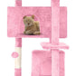 54.7 inches Cat Tower for Indoor Cats, Multi-Level Cat Condos with Scratching Posts, Hanging Toys, Pink