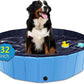 Foldable Dog Pool, 32" x 8" Kiddie Pool with Hard Plastic, Non-Slip Dog Bath Tub for Outdoor Backyard, Collapsible Dog Swimming Pool for Kids Dogs Pets (Blue)