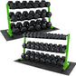 WF Athletic Supply Rubber Coated Hex Dumbbell Set, Multiple Choices Available - Dumbbells with Rack Stand and Mat, or Dumbbells Only (200/550/1200/2100/3000 LB)