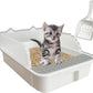 kathson Open Cat Litter Box with High Side,Anti-Splashing Cats Litter Pan,Kitten Toilet with Litter Sifting Scoop,Semi-Enclosed Removable Kittens Litter for Boxes Easy to Clean No Odor 11×17×7 inches