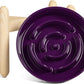 LE TAUCI Ceramic Slow Feeder Dog Bowls Elevated, 3 Cup Raised Bowl with Wooden Stand for Medium Large Breed, Slow Down Eating, Puzzle Dog Food Bowl, Maze Purple