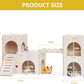 Large Wooden Hamster House Castle with Double Decker,Large Hamster, Wooden Hamster Houses,Dwarf Hamster Habitat Hideout with Climbing Ladder,Large Guinea Pig Castle Detachable Hideouts(B)