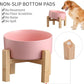 Pink Elevated/Raised 15°Tilted Anti Slip Ceramic Dog Bowl for Medium & Large Breeds,Slanted Bulldog Big Face Pet Food Water Feeding Dish with Stand (7.6 Cups/60OZ)