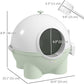 PawHut Hooded Cat Litter Box, Large Kitty Litter Pan with Lid, Scoop, Leaking Sand Pedal, Top Handle, Light Green