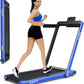 GYMAX Walking Pad, Dual LED Display 2 in 1 Under Desk Treadmill for Home with Remote & Smart App Control, 2.25HP Foldable Portable Treadmill Running Machine for Office Small Space