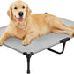XL Elevated Dog Bed, Extra Large Cooling Raised Dogs Cot, Outdoor Lifted Ped Cots, Stable Pet Hammock with Non-Slip Feet, Off Ground, Washable Teslin Mesh, Grey