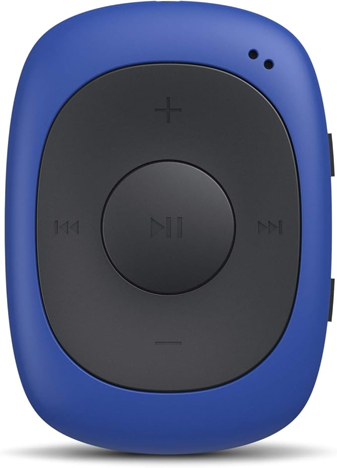 AGPTEK G02 8GB Clip MP3 Player with FM Shuffle, Portable Music Player with Sweatproof Silicone Case for Sports, Blue