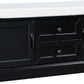 Storage Bench with 2 Drawers and 2 Cabinets, Pine Wood Shoe Bench with Removable Cushion for Living Room, Entryway 42.5" L x 15.9" W x 17.5" H (Black)