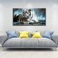Yxbhhym Large Animals Canvas Wall Art Tiger Wall Picture Animals Prints Poster Painting White Tiger Artwork for wall Bedroom Living Room Décor Home Decorations Office Wall Decor Framed -24x48inches