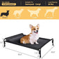 Veehoo Outdoor Elevated Dog Bed, Raised Dog Cot for Small Medium Dogs, Cooling Washable Waterproof Pet Hammock Beds with Slope Headrest, Breathable Mesh and Sturdy Frame, M, Black, CWC2204