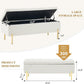 Velvet Storage Bench Ottoman,Versatile Seating with Hidden Storage,End of Bed Bench,Tufted Bench for Bedroom,Living Room,Entryway,Ivory