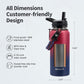 32 oz Insulated Water Bottle with Straw (Cold for 48 Hrs), Stainless Steel Triple Wall Vacuum Sports Water Jug, Leakproof Hydro Cup Flask with Paracord Handle & Straw Spout Lids & DIY Stickers