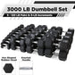 WF Athletic Supply Rubber Coated Hex Dumbbell Set, Multiple Choices Available - Dumbbells with Rack Stand and Mat, or Dumbbells Only (200/550/1200/2100/3000 LB)