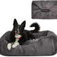 FUZI Luxury Aesthetic Dog Bed with Extra Cover for Large Dogs, Washable Pet Couch, Pet Bed with Sides, Non-Slip Bottom, Soft and Durable Calming Dog Bed, Faux Rabbit Fur, Large 35.6x28.5x9.5 Dark Grey