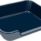 2 Pack of Extra Large Cat Litter Box (ABS Material), Low Entry Senior Litter Pen for Geriatric Kitty Big Cats, Jumbo Pet Safe Litter Boxes Tray for Indoor Pets Potty (Dark Blue, 24"L x 20"W)