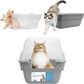Petfamily Cat Litter Box, Large Foldable Jumbo Hooded with Transparent Lid,Grey