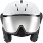 uvex Instinct Visor - Adjustable ski & Snowboard Helmet with Integrated Visor for Women & Men - White-Black Matte - Medium