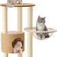 Heavy Duty Cat Tree with Scratching Post,Capsule,Basket,and Bed Modern Tall Cat Condo for Indoor Large