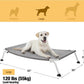 Veehoo Elevated Dog Bed for Outdoor, Cooling Waterproof Raised Dog Cots Beds for Large Dogs, Curved Off Ground Pet Hammock Cot Lifted for Outside, up to 85lbs, White Legs, Black Silver 42"