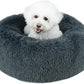 Best Pet Supplies Round Dog Bed with Reversible Pillow, Luxuriously Soft Machine Washable Dog Bed for Small and Medium Breeds - Dark Gray 26" x 22" x H:6.4"