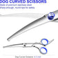 Professional Dog Grooming Scissors Kit, Titanium Coated Dog Scissors for Grooming, Grooming Shears Kit - Thinning, Curved Scissors and Comb for Dog Cat Pet (Blue 4 in 1)