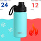 DRINCO Stainless Steel Water Bottle Spout Lid Vacuum Insulated Double Wall Water Bottle Wide Mouth (40oz 32oz 22oz 18oz 14oz) Leak Proof Keeps Cold or Hot (14 oz, 14oz Teal)