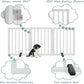 Dog Gates for The House Freestanding Foldable Pet Gates for Doorways 3 Panels 24'' Tall with 2PCS Support Feet Wooden White Dog Gate for Stairs