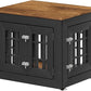 26" Heavy Duty Dog Crate Furniture for Small,Medium and Large Dogs,Rustic Wooden Dog Cage Kennel Indoor Furniture with Waterproof Top,Decorative Pet House Side End Table (Black & Wood)