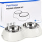 Stainless Steel Dog Bowls Set – Dual Non-Slip Pet Dishes with 2 Small (4oz*2) Bowls & Durable Resin Stand,Food & Water Feeder for Puppies, Kittens, and Small Breed Dogs– White