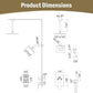 12 Inch Rain Shower System, Brushed Gold Shower Faucet Set with Push Button Diverter, 6 Inch Wall Mounted 3-Functions Bathroom Shower Systems with Dual-Function Handheld
