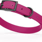 Dogline Biothane Waterproof Dog Collar Strong Coated Nylon Webbing with Black Hardware Odor- Proof for Easy Care Easy to Clean High Performance Fits Small Medium or Large Dogs, Magenta Pink