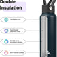 40oz Insulated Water Bottle Stainless Steel Sport Bottles with 3 Lids,Navy Blue